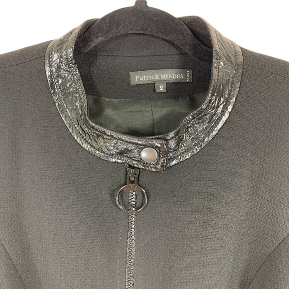 Patrick Mendez France wool blend black cropped jacket zipper size 2 - Picture 7 of 13